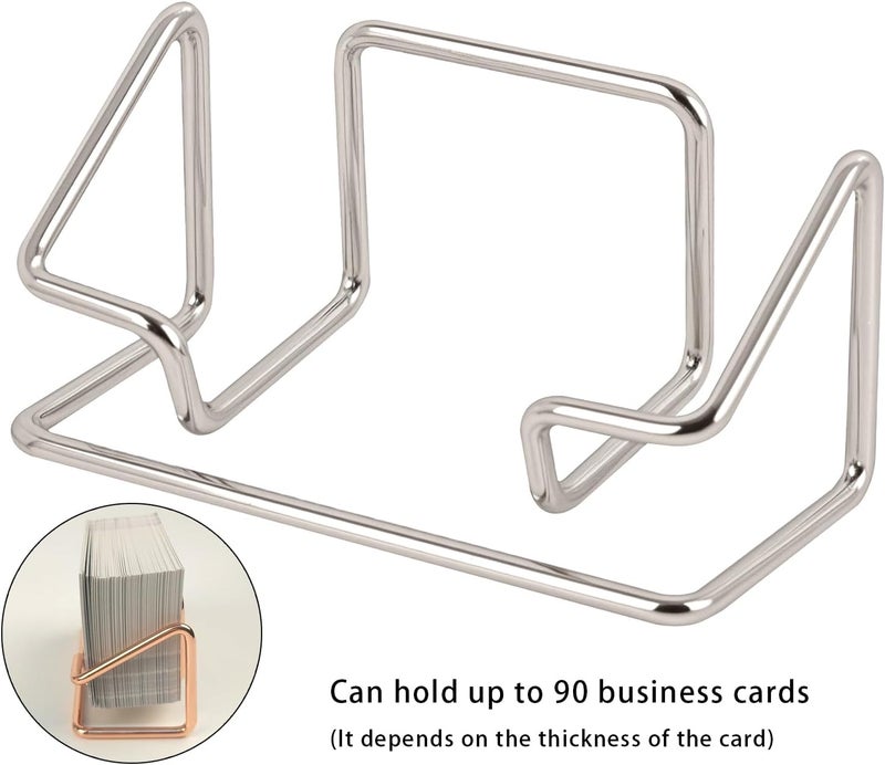 DMFLY Business Card Holder for Desk, Metal Cute Card Display Stand, Compatible with Various Countertops, Horizontal Silver - Image 2